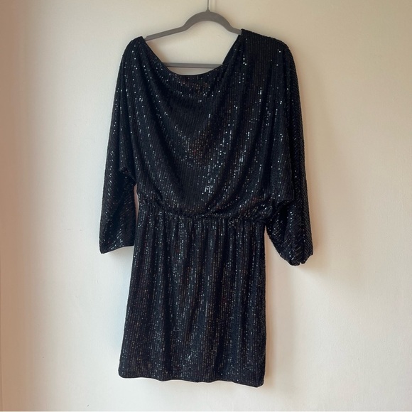 SHEIN BAE Sequin Mini Dress L Batwing Off the Shoulder Party Dress NWT Holiday - Picture 1 of 12